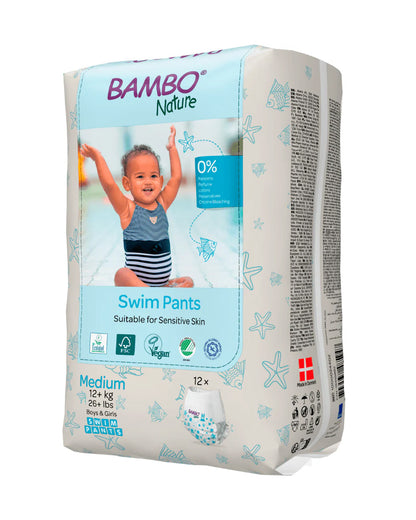 Bambo Nature Disposable Swim Diaper Pants-Medium (12 Kg+)-OEKO TEX Standard Certified-With Double Leak Barriers