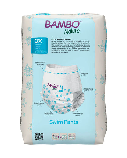 Bambo Nature Disposable Swim Diaper Pants-Medium (12 Kg+)-OEKO TEX Standard Certified-With Double Leak Barriers