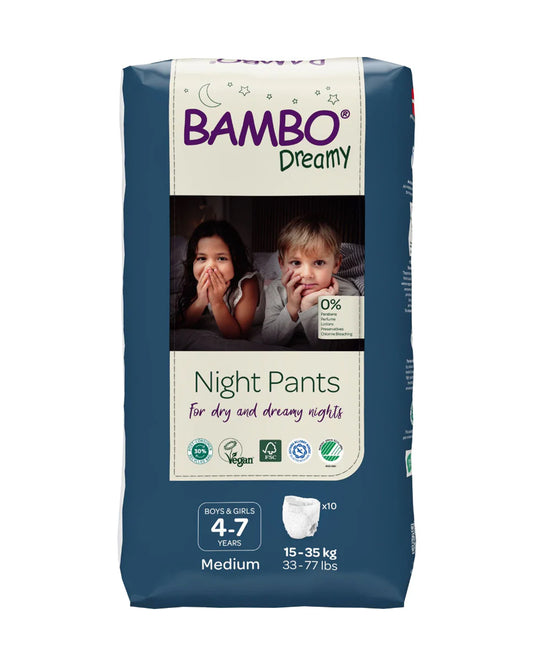 Bambo Nature Dreamy Night Pants-Medium (15-35 Kg)-Skin Friendly & Ultra Absorbent-Ultra Flexible Waistband-For 4 to 7Y