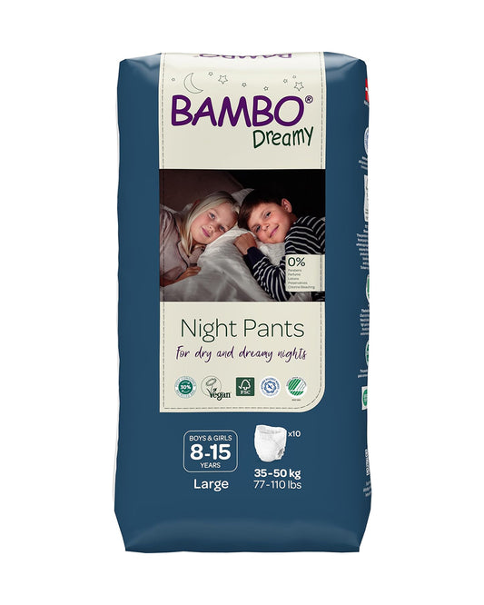 Bambo Nature Dreamy Night Pants-Large (35-50 Kg)-Skin Friendly & Ultra Absorbent-Ultra Flexible Waistband-For 8 to 15Y