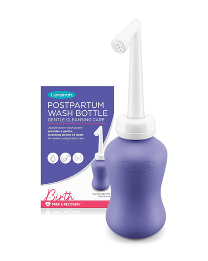 Lansinoh Post-Birth Perineal Wash Bottle-Angled Spout-Helps Cleanse Hard to reach Areas-with Travel Wash Pump
