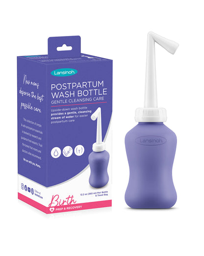 Lansinoh Post-Birth Perineal Wash Bottle-Angled Spout-Helps Cleanse Hard to reach Areas-with Travel Wash Pump