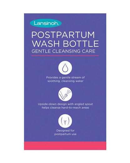 Lansinoh Post-Birth Perineal Wash Bottle-Angled Spout-Helps Cleanse Hard to reach Areas-with Travel Wash Pump