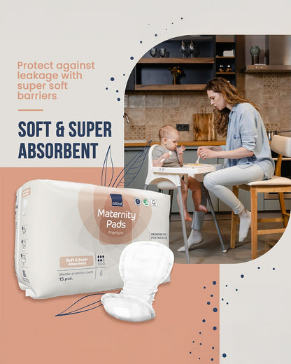Abena Premium Maternity Pads-Super Absorption & Soft Disposable Pads-For Post Delivery Heavy Flow