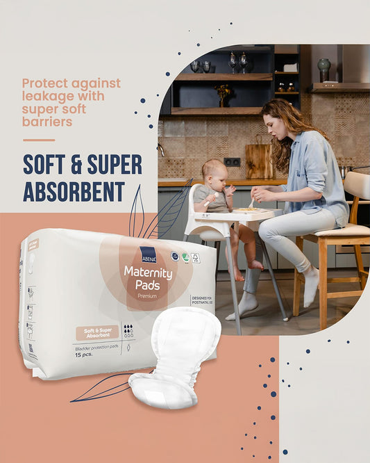 Abena Premium Maternity Pads-Super Absorption & Soft Disposable Pads-For Post Delivery Heavy Flow