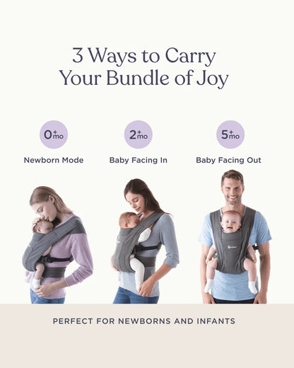 Ergobaby Embrace Baby Carrier-With 3 Carry Positions-Hip Healthy Certified-Breastfeeding Friendly-Cushioned Neck Support-For 0 to 18M (3.2 to 11.3 Kg)-Oxford Blue