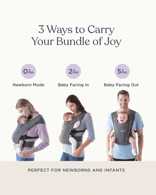 Ergobaby Embrace Baby Carrier-With 3 Carry Positions-Hip Healthy Certified-Breastfeeding Friendly-Cushioned Neck Support-For 0 to 18M (3.2 to 11.3 Kg)-Oxford Blue