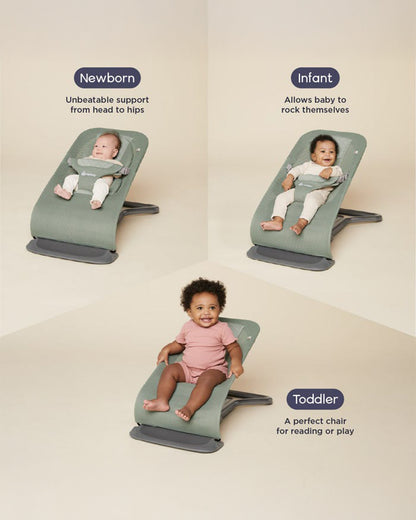 Ergobaby 3 in 1 Evolve Mesh Baby Bouncer-Folds Flat For Easy Transport & Storage-Head To Hip Support-Helps Prevent Flat Head Syndrome-For 0 to 2Y (2 to 13Kg)-Sage Green