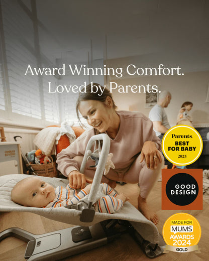 Ergobaby 3 in 1 Evolve Mesh Baby Bouncer-Folds Flat For Easy Transport & Storage-Head To Hip Support-Helps Prevent Flat Head Syndrome-For 0 to 2Y (2 to 13Kg)-Light Grey