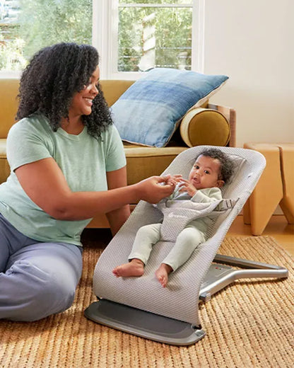 Ergobaby 3 in 1 Evolve Mesh Baby Bouncer-Folds Flat For Easy Transport & Storage-Head To Hip Support-Helps Prevent Flat Head Syndrome-For 0 to 2Y (2 to 13Kg)-Light Grey