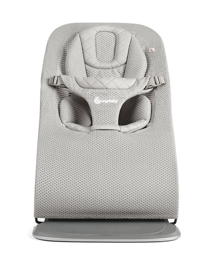 Ergobaby 3 in 1 Evolve Mesh Baby Bouncer-Folds Flat For Easy Transport & Storage-Head To Hip Support-Helps Prevent Flat Head Syndrome-For 0 to 2Y (2 to 13Kg)-Light Grey