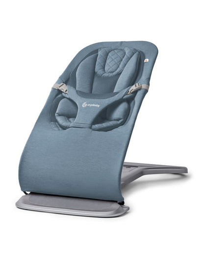 Ergobaby 3 in 1 Evolve Baby Bouncer-Folds Flat For Easy Transport & Storage-Head To Hip Support-Helps Prevent Flat Head Syndrome-For 0 to 2Y (2 to 13Kg)-Oxford Blue