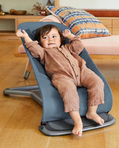 Ergobaby 3 in 1 Evolve Baby Bouncer-Folds Flat For Easy Transport & Storage-Head To Hip Support-Helps Prevent Flat Head Syndrome-For 0 to 2Y (2 to 13Kg)-Oxford Blue