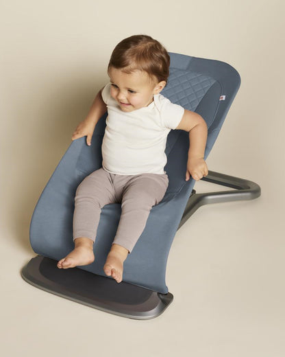 Ergobaby 3 in 1 Evolve Baby Bouncer-Folds Flat For Easy Transport & Storage-Head To Hip Support-Helps Prevent Flat Head Syndrome-For 0 to 2Y (2 to 13Kg)-Oxford Blue