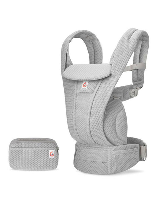 Ergobaby Omni Deluxe Mesh Baby Carrier-With 4 Carry Positions-SoftFlex Mesh For Easy Airflow-6 Storage Pockets-Adjustable Head Support-Breastfeeding Friendly-For 0 to 4Y (3.2 to 20 Kg)-Pearl Grey