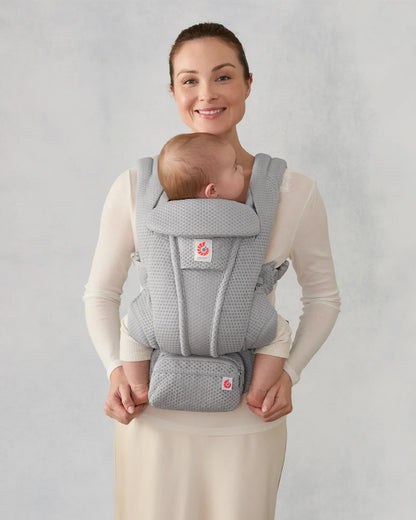 Ergobaby Omni Deluxe Mesh Baby Carrier-With 4 Carry Positions-SoftFlex Mesh For Easy Airflow-6 Storage Pockets-Adjustable Head Support-Breastfeeding Friendly-For 0 to 4Y (3.2 to 20 Kg)-Pearl Grey