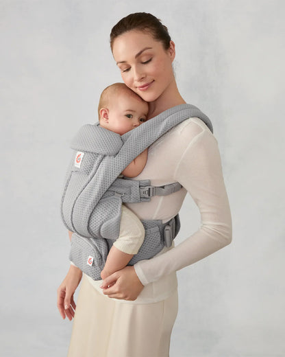 Ergobaby Omni Deluxe Mesh Baby Carrier-With 4 Carry Positions-SoftFlex Mesh For Easy Airflow-6 Storage Pockets-Adjustable Head Support-Breastfeeding Friendly-For 0 to 4Y (3.2 to 20 Kg)-Pearl Grey