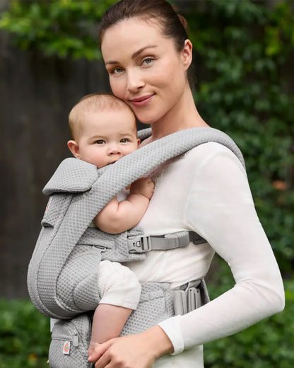 Ergobaby Omni Deluxe Mesh Baby Carrier-With 4 Carry Positions-SoftFlex Mesh For Easy Airflow-6 Storage Pockets-Adjustable Head Support-Breastfeeding Friendly-For 0 to 4Y (3.2 to 20 Kg)-Pearl Grey