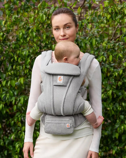 Ergobaby Omni Deluxe Mesh Baby Carrier-With 4 Carry Positions-SoftFlex Mesh For Easy Airflow-6 Storage Pockets-Adjustable Head Support-Breastfeeding Friendly-For 0 to 4Y (3.2 to 20 Kg)-Pearl Grey