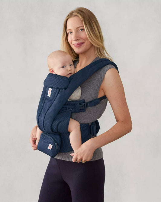 Ergobaby Omni Deluxe Mesh Baby Carrier-With 4 Carry Positions-SoftFlex Mesh For Easy Airflow-6 Storage Pockets-Adjustable Head Support-Breastfeeding Friendly-For 0 to 4Y (3.2 to 20 Kg)-Midnight Blue