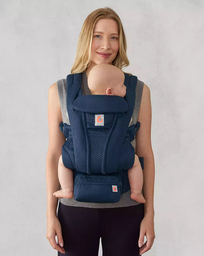 Ergobaby Omni Deluxe Mesh Baby Carrier-With 4 Carry Positions-SoftFlex Mesh For Easy Airflow-6 Storage Pockets-Adjustable Head Support-Breastfeeding Friendly-For 0 to 4Y (3.2 to 20 Kg)-Midnight Blue