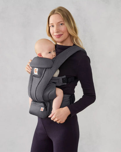 Ergobaby Omni Deluxe Mesh Baby Carrier-With 4 Carry Positions-SoftFlex Mesh For Easy Airflow-6 Storage Pockets-Adjustable Head Support-Breastfeeding Friendly-For 0 to 4Y (3.2 to 20 Kg)-Graphite Grey