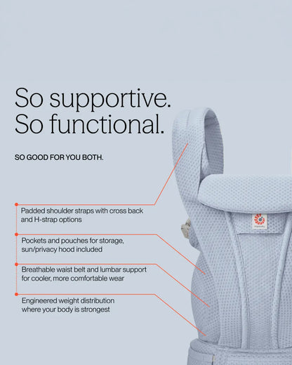 Ergobaby Omni Deluxe Mesh Baby Carrier-With 4 Carry Positions-SoftFlex Mesh For Easy Airflow-6 Storage Pockets-Adjustable Head Support-Breastfeeding Friendly-For 0 to 4Y (3.2 to 20 Kg)-Serene Blue