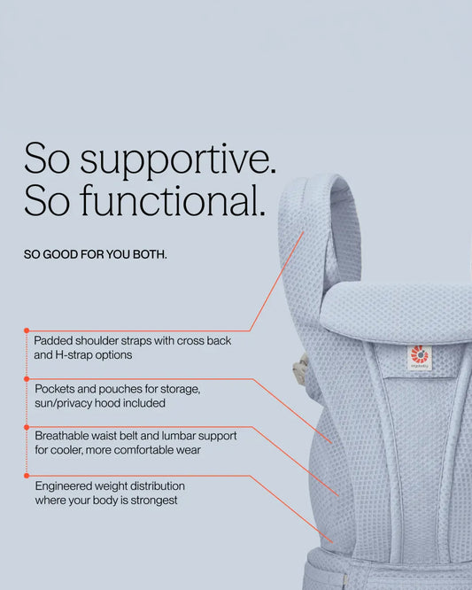 Ergobaby Omni Deluxe Mesh Baby Carrier-With 4 Carry Positions-SoftFlex Mesh For Easy Airflow-6 Storage Pockets-Adjustable Head Support-Breastfeeding Friendly-For 0 to 4Y (3.2 to 20 Kg)-Serene Blue