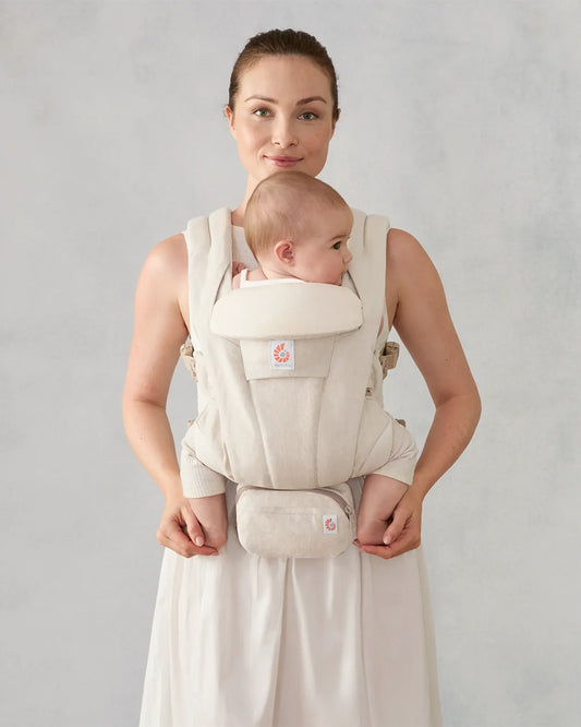 Ergobaby Omni Deluxe Linen Baby Carrier-With 4 Carry Positions-SoftFlex Mesh For Easy Airflow-6 Storage Pockets-Adjustable Head Support-Breastfeeding Friendly-For 0 to 4Y (3.2 to 20 Kg)-Natural Linen