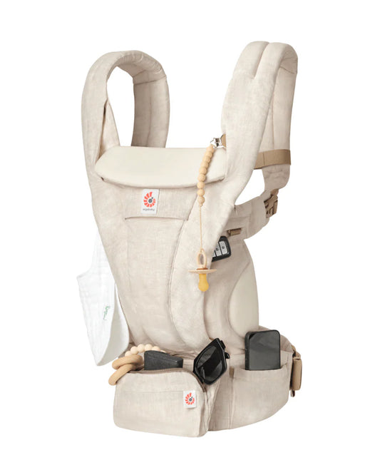 Ergobaby Omni Deluxe Linen Baby Carrier-With 4 Carry Positions-SoftFlex Mesh For Easy Airflow-6 Storage Pockets-Adjustable Head Support-Breastfeeding Friendly-For 0 to 4Y (3.2 to 20 Kg)-Natural Linen