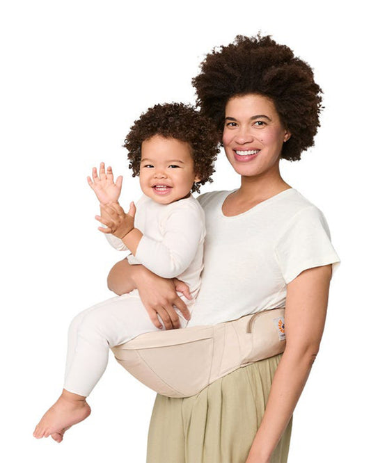 Ergobaby Lift Hip Seat Baby Carrier-With 4 Carrying Positions-Hip Healthy Certified-2 Storage Pockets-Anti Slip Grip & Angled Base-Padded Waistband to Ease Back Pain-For 6M+ to 4Y (Upto 20 Kg)-Natural Beige