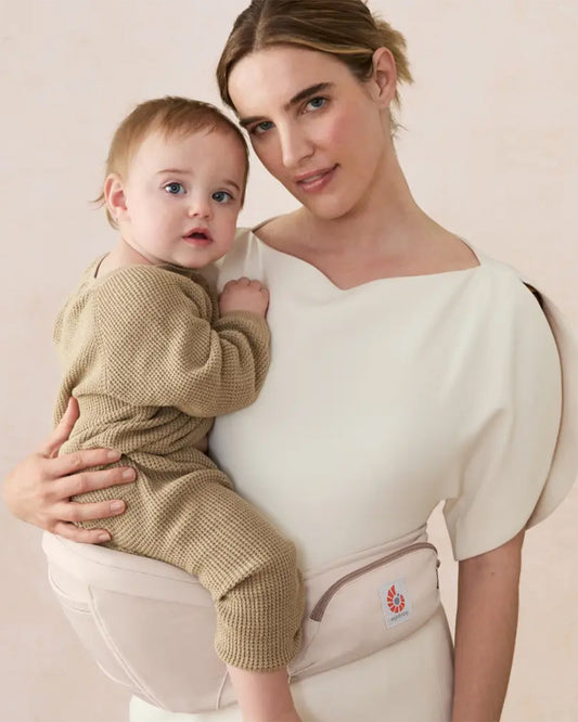 Ergobaby Lift Hip Seat Baby Carrier-With 4 Carrying Positions-Hip Healthy Certified-2 Storage Pockets-Anti Slip Grip & Angled Base-Padded Waistband to Ease Back Pain-For 6M+ to 4Y (Upto 20 Kg)-Natural Beige