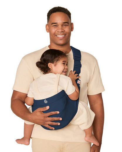 Ergobaby Upsie Sling Baby Carrier-With 2 Carry Positions-Ergonomic M Shape Seat-Folds Compactly-Front Storage-Adjustable & Thick Padding For Comfortable Carry-For 6M to 4Y (Upto 20 Kg)-Midnight Blue