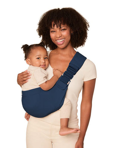 Ergobaby Upsie Sling Baby Carrier-With 2 Carry Positions-Ergonomic M Shape Seat-Folds Compactly-Front Storage-Adjustable & Thick Padding For Comfortable Carry-For 6M to 4Y (Upto 20 Kg)-Midnight Blue