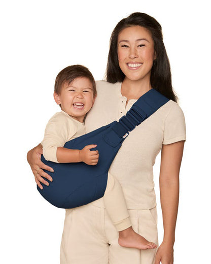 Ergobaby Upsie Sling Baby Carrier-With 2 Carry Positions-Ergonomic M Shape Seat-Folds Compactly-Front Storage-Adjustable & Thick Padding For Comfortable Carry-For 6M to 4Y (Upto 20 Kg)-Midnight Blue