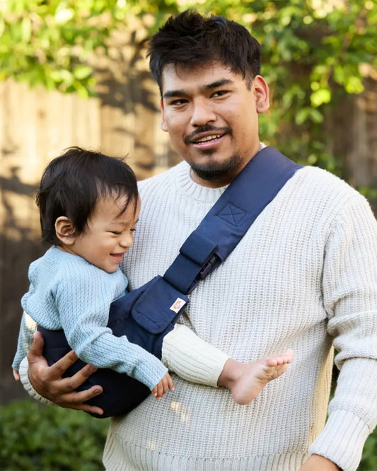 Ergobaby Upsie Sling Baby Carrier-With 2 Carry Positions-Ergonomic M Shape Seat-Folds Compactly-Front Storage-Adjustable & Thick Padding For Comfortable Carry-For 6M to 4Y (Upto 20 Kg)-Midnight Blue