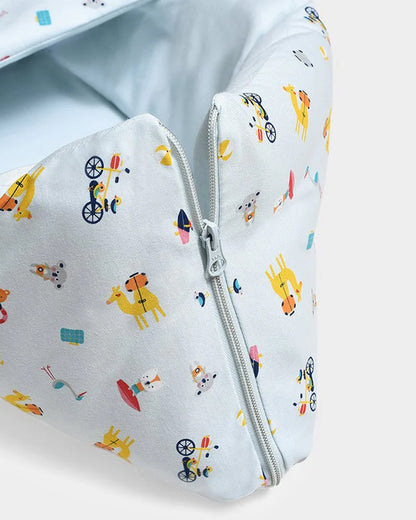 Mi Arcus Petite Vacay Baby Carrier Nest-With Hood Zip-Lightweight and Portable Baby Nest-Light Blue-For Infants