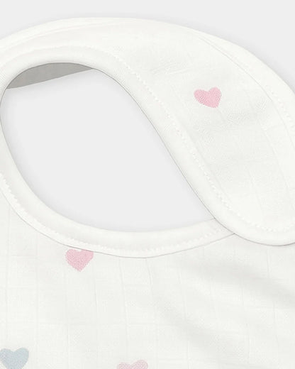 Mi Arcus 100% Cotton Muslin Bib-Velcro Closure-White-Pack of 2-For Infants
