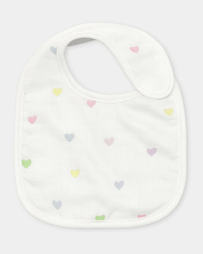 Mi Arcus 100% Cotton Muslin Bib-Velcro Closure-White-Pack of 2-For Infants