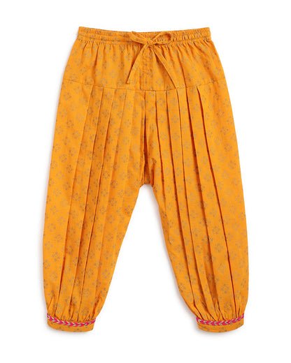 Tiber Taber Yellow Angrakha Set-Garden Bloom-Cotton-For Infants