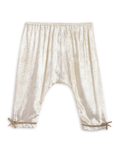 Tiber Taber Cream Angrakha Set-Pearl Princess-Velvet-For Infants