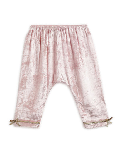 Tiber Taber Peach Angrakha Set-Royal Rose-Velvet-For Infants