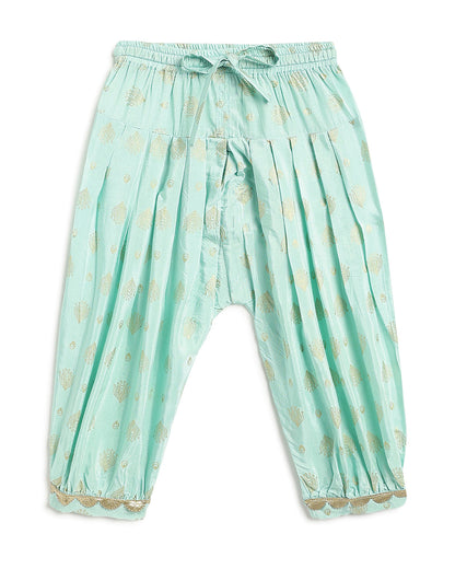 Tiber Taber Pink & Sea Green Angrakha Set-Laxmi Charan-Viscose-For Infants