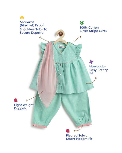Tiber Taber Cyan Green Salwar Suit-Ruhani-Cotton-For Infants