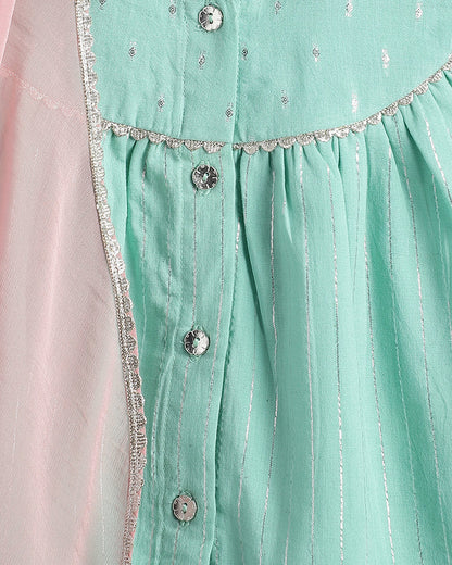 Tiber Taber Cyan Green Salwar Suit-Ruhani-Cotton-For Infants