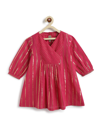 Tiber Taber Pink Salwar Suit Set-Leher-Cotton-For Infants