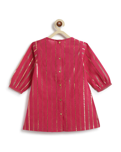 Tiber Taber Pink Salwar Suit Set-Leher-Cotton-For Infants
