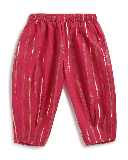 Tiber Taber Pink Salwar Suit Set-Leher-Cotton-For Infants