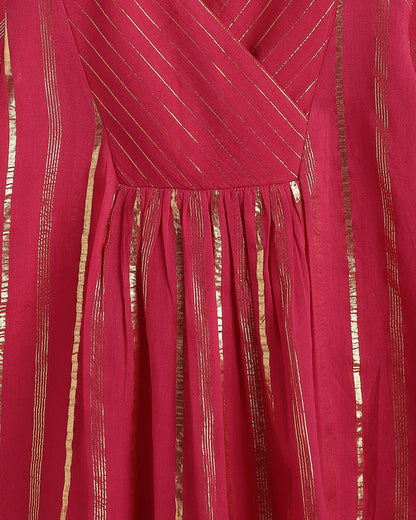 Tiber Taber Pink Salwar Suit Set-Leher-Cotton-For Infants