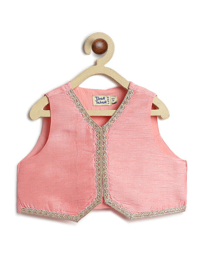Tiber Taber Pink & Blue Lehenga Set-Gulaabo-Cotton & Viscose-For Infants